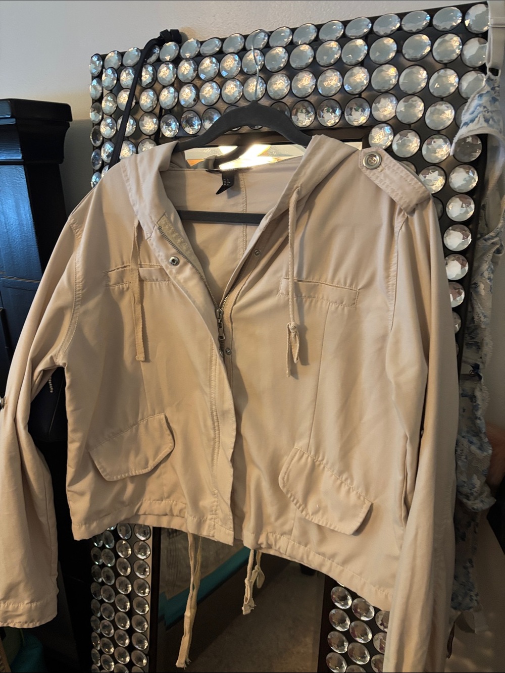 Forever 21 Light Beige Hooded Utility Jacket
